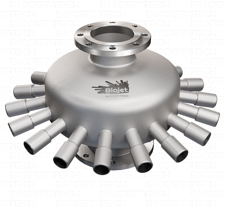 Aerador a jato Biojet® Laval fabricado em aço inoxidável, adequado para processos MBR que tratam águas residuais orgânicas de alta concentração.